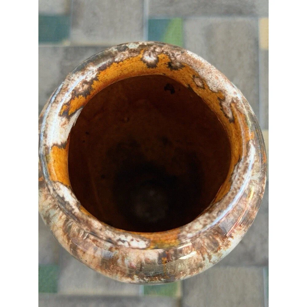 Vintage Brush McCoy 745 Brown Onyx Drip Glaze Pottery Vase 1930s 6